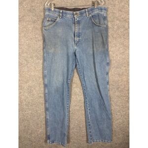 Wrangler‎ Mens 36x32 Regular Fit Blue Denim Jeans Casual Workwear